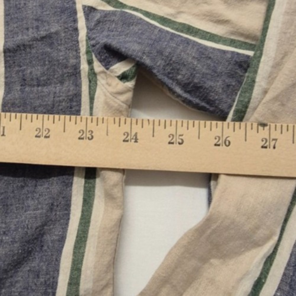 VTG‎ Tommy Hilfiger men's tan striped LS button up shirt logo/pocket Linen Blend - Picture 12 of 12
